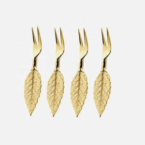 Haute qualité en laiton fleur Design fourchette à fruits poignée en relief miroir polonais avec acier miroir sans danger pour la vente chaude - Product Image 2