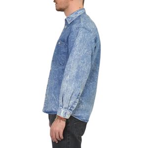 Camisa Vaquera Clásica de Manga Larga para Hombre, Cuello Mao, Elegante, Casual, Transpirable, 100% Algodón, para Uso Diario, Trabajo, Actividades al Aire Libre, Duradera - Product Image 4