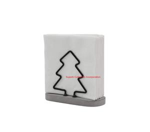 Porte-serviettes en fil métallique Design arbre de noël avec distributeur de mouchoirs de table décoratif à base grise pour la cuisine et la décoration intérieure - Product Image 1