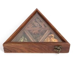 Latest Design <b>Wooden</b> Rustic Finished Spice Box Utility Storage Box Triangle Shape Storage <b>Wooden</b> Masala Box - Product Image 1