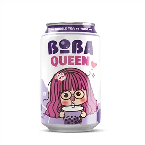 Taro Melkthee 330Ml Kan Boba Queen Smaak Bubble Thee Groothandel Leverancier Best Smakende Halal Instant Bubble Theedrank In Bulk Oem