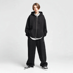 ชุดเซ็ตเสื้อฮู้ดซิปพิมพ์ลายแบบซับลิเมชั่นเต็มตัวและกางเกงขายาวทรงตรงสำหรับผู้ชาย ชุดวอร์มผ้าฟลีซโอเวอร์ไซส์สำหรับฤดูหนาว ชุดสองชิ้น - Product Image 3