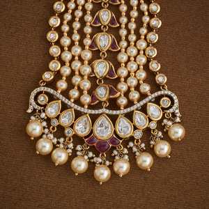 Kundan Plated Heart Pattern Brooch 181115 <b>Wedding</b> Party <b>Accessory</b> with Crystal Rhinestone Alloy Main Stones Cute Brass Pins - Product Image 5