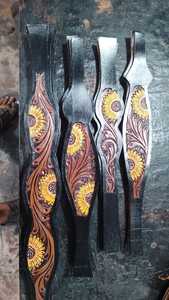 <b>Top</b> Trendy Genuine Leather Western Headstall & Breast Collar Set With <b>Feather</b> & Sunflower Design Supplier Saman Exports - Product Image 6