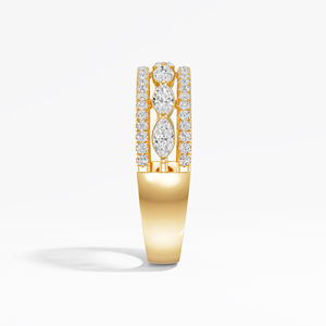 Anillo de Aniversario con Diamantes Cultivados en Laboratorio, Corte Marquesa y Redondo, 0.71 Quilates, Oro Amarillo de 14K/18K, Chapado en Rodio, Joyería Certificada, Regalo para Mujer - Product Image 3