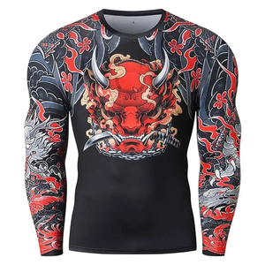 Gardes d'éruptions cutanées personnalisées par sublimation MMA Jiu Jitsu BJJ pour l'entraînement au combat avec compression anti-rides manches longues UPF50 + - Product Image 6
