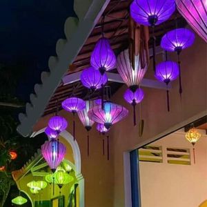 โคมไฟผ้าไหมคุณภาพดีที่สุด 100% พร้อมโครงไม้ไผ่และโครงเหล็กจากฟาร์มบัวสีฟ้าเวียดนาม - Product Image 6