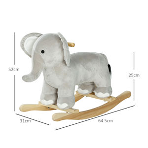 AIYAPLAY <b>Rocking</b> <b>Horse</b> for Children 2-4 Years Old <b>Elephant</b> Shape with Sounds and Soft Cover, Grey - Product Image 3