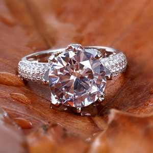 Bague de mode Jeulia en argent sterling avec grand diamant rond - Product Image 5