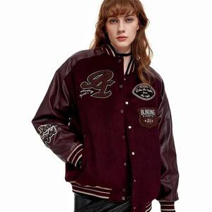 2024 vestes de Baseball d'hiver pour femmes personnalisées vestes Letterman de haute qualité tissu de remplissage en coton solide Techniques imprimées - Product Image 1