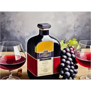 Mural de pared de cocina de naturaleza muerta con temática de brandy, arte contra salpicaduras de cerámica de mármol, Mural de azulejo único - Product Image 1