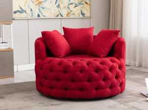 Fauteuil tonneau moderne à capitonnage large, fauteuil d'appoint contemporain à assise profonde, fauteuil club capitonné surdimensionné, fauteuil tonneau classique - Product Image 4