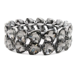 Gunmetal Plated Black Diamond <b>Glass</b> Stretch Bracelets Fashionable <b>Bangles</b> - Product Image 1