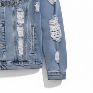 2025 hommes décontracté lourd lavé Denim bleu Bomber veste multi-poches revers broderie fermeture à glissière couleur personnalisée avant - Product Image 2
