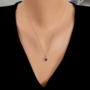 Colgante de Oro Rosa de Plata de Ley 925 con Rubí, Joyería de Platino Hecha a Mano con Engaste de Bisel, Colgantes con Tecnología de Incrustación - Product Image 1