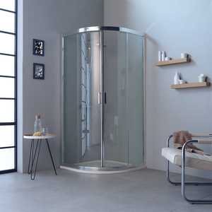 Mampara de Ducha Semicircular 90x90 H195 con Puerta Corredera Transparente y Perfiles Planos Modelo Ferrara - Product Image 2