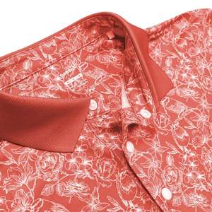 Chemises de golf décontractées pour hommes Handee CAM avec détails d'oiseaux/fleurs blancs imprimés par sublimation, tissu tricoté 100% polyester, séchage rapide - Product Image 4