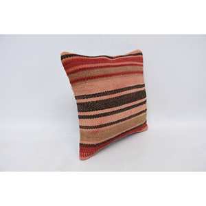 Coussin en laine multicolore patchwork Kilim Coussin décoratif de luxe 14x14 pouces Motif de feuilles moelleuses Vintage Literie portable - Product Image 3