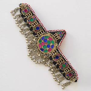 Collar Artesanal de Latón con Diseño Étnico Afgano, Tribal, Vintage, Geométrico, con Diamantes, Plateado en Plata Antigua, para Mujer - Product Image 2