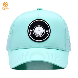 Injae Vina 100% Poliéster Unisex Gorra de corte láser Prensa de calor personalizada Logotipo de goma Gorra impermeable estructurada Sombreros de golf resistentes al agua - Product Image 2