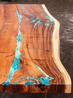 Table de salle à manger en résine époxy, design Unique et décoratif, en bois massif, cristal clair