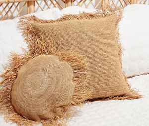 Housse de coussin en raphia professionnel décor à la maison carré Crochet housse de coussin en raphia avec franges à bas prix TEXTILES INDIENS H/L - Product Image 5