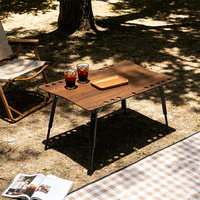 Table de camping pliante HOMFUL à 2 niveaux de hauteur réglable, en aluminium imitation bois, pour le glamping