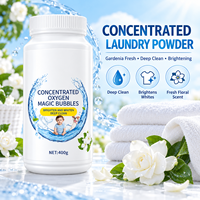 Lessive en poudre concentrée 400g parfum gardénia, nettoyage en profondeur, blanchissant, marque privée OEM