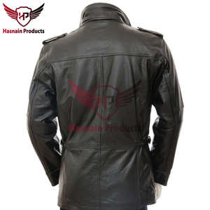 แจ็กเก็ตหนังสีดำของผู้ชายที่มีดีไซน์ที่ยอดเยี่ยมมีกระเป๋าหลายแบบและซับในผ้าซาติน-เสื้อนอกแฟชั่น - Product Image 2