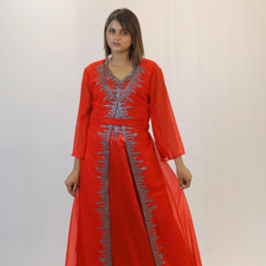 Wedding Party <b>Dress</b> for <b>Women</b> Elegant Modest Fully Hand Embroidered Beaded <b>Kaftan</b> with Full Sleeves - Product Image 1