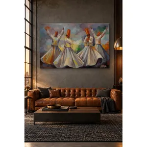 Impresión en lienzo estilo pintura al óleo de Fida: Cuatro Dervisces Danzantes sobre Fondo Colorido - Product Image 5