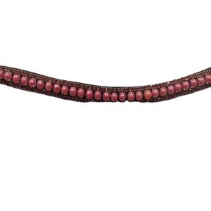 สายรัดคิ้วหนังอังกฤษทำด้วยมือขนาด15มม. สินค้ามาใหม่ห่วงเย็บไข่มุกสีชมพูและคริสตัล - Product Image 1