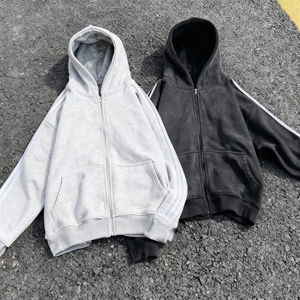 Sweats à capuche personnalisés de haute qualité avec fermeture éclair fabricant de vêtements coupe-couture acide lavés au soleil Sweats à capuche vintage en détresse lavés à l'acide - Product Image 1