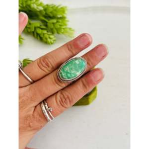 Southwest Royston Turquoise & Sterling <b>Silver</b> Vintage <b>Statement</b> <b>Ring</b> Geometric Gemstone <b>Ring</b> for Everyday Wear Size 8.5 - Product Image 2