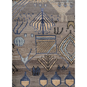 Tapis géométrique noué à la main en laine et soie de bambou Manchaha, rectangulaire, épaisseur 10 mm, pour salon, couloir - Les-2863 Gris & Noir - Product Image 3