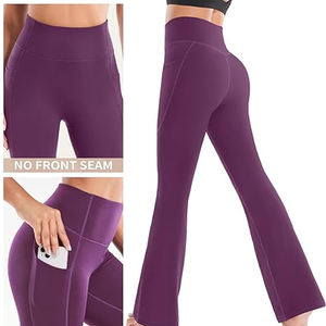 Leggings évasés personnalisés pour femmes pantalons de Yoga de levage des fesses couleur unie pantalons de Yoga de Fitness de gymnastique femmes pantalons de sport pantalons d'entraînement en plein air - Product Image 5