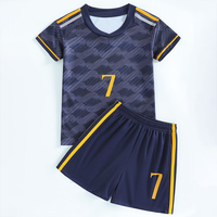Conjunto de Camiseta de Fútbol para Niños, Transpirable, Resistente al Viento, de Verano, Manga Corta, Cuello Redondo, Sublimación Personalizada, 100% Poliéster, Logotipo a Color, Equipo