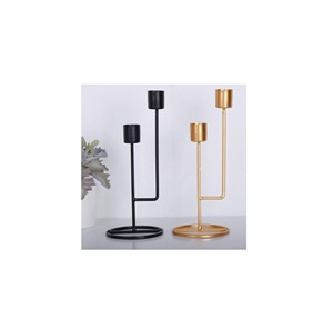 Fabrique et fournisseurs de bougeoirs design vintage couleur noir et or bougeoir en métal de haute qualité - Product Image 1