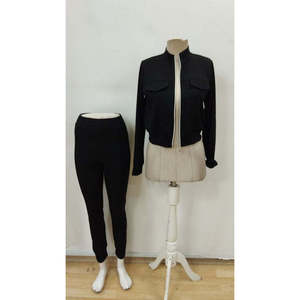 Ensemble deux pièces pour femme, veste courte en modal à fermeture éclair sur le devant et pantalon, 29864 - Noir - Product Image 5