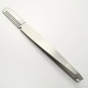 HOT SALES Stainless Steel Highly precise Sharp eyebrow tweezers with comb TOP QUALITY BEAUTY INSTRUMENTS