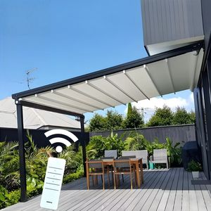 Pergola moderne pliable en PVC imperméable motorisée, système de toit de pergola rétractable, auvent <span class=keywords><strong>avec</strong></span> ombrage - Product Image 1