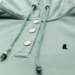 Pull-over à capuche pour femmes, couleur unie, personnalisé, vente en gros, poche kangourou unie, coupe ajustée, polyester et coton décontracté - Product Image 5