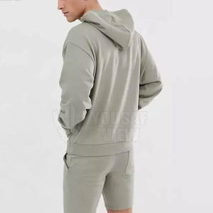 ชุดกางเกงขาสั้นมีฮู้ดสำหรับผู้ชายกางเกงขาสั้นสีพื้นพิมพ์ลายไซส์พิเศษสไตล์ลำลอง - Product Image 4