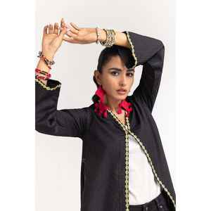 เสื้อเชิ้ตผู้หญิงสีดำลายทางปักลายผ้าฝ้ายป๊อปลินทอ  ไซส์ XL XXL XS สำหรับสไตล์ลำลองและเป็นทางการ ฤดูใบไม้ผลิ - Product Image 5