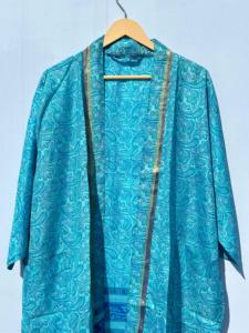 Suministro directo de ODM, Kimono de seda de estilo Vintage hecho a mano indio para mujer, ropa informal para salón de playa, ropa musulmana tradicional - Product Image 3