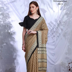 Womaniya elegante Chikoo Bhagalpuri seda Sari tradicional tejido a mano con textura rica artesanía sutil e intrincada - Product Image 3