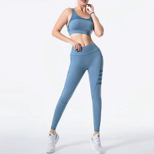 Conjunto de Yoga para gimnasio de secado rápido transpirable de cintura alta para mujer, Sujetador deportivo y mallas XS sin costuras, patrón sólido, ropa deportiva elástica para Fitness - Product Image 3