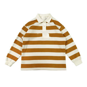 Polo de rugby de manga larga con rayas en contraste para hombre con logotipo personalizado para hombre - Product Image 2