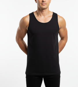 Refined Comfort <b>Black</b> Cotton <b>Vest</b> for Men Featuring Sleeveless Design Breathable Fabric Stretch Fit Ideal for Everyday Wear - Product Image 1