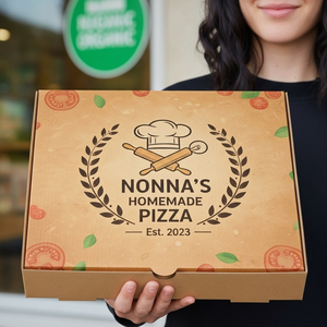 กล่องพิซซ่ากระดาษคราฟท์กระดาษเป็นมิตรต่อสิ่งแวดล้อมพิมพ์ลายโลโก้ย่อยสลายได้ตามต้องการรีไซเคิลสำหรับปาร์ตี้จัดส่งกลับบ้าน - Product Image 5